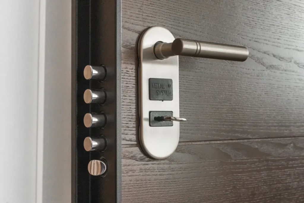 Multipoint lock and lever handle on a door – checking anti-snap lock cylinder fit and the security handle in Boston, Locksmith Boston
